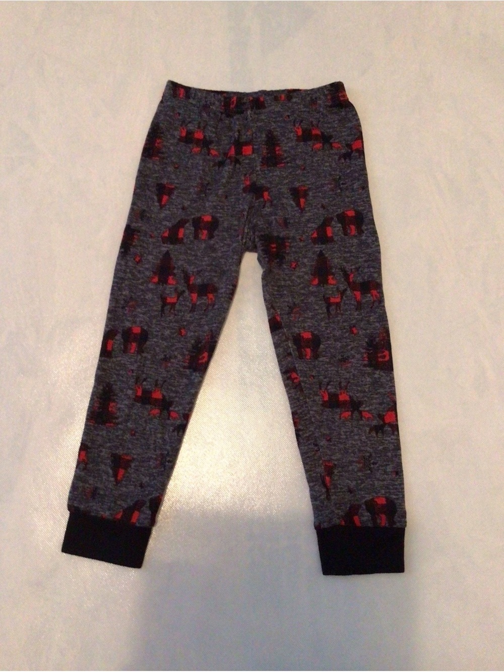 Boys PJ Essentials Kids Heather Gray Reindeer Plaid Pajama Pants Size 4 Holiday